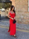 Red summer maxi dress with straps FG670 - Online store - Boutique